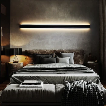 Lampada da parete per camera da letto semplice e moderna lampada da parete per sfondo soggiorno led minimalista lunga ingresso portico corridoio corridoio lampade 1