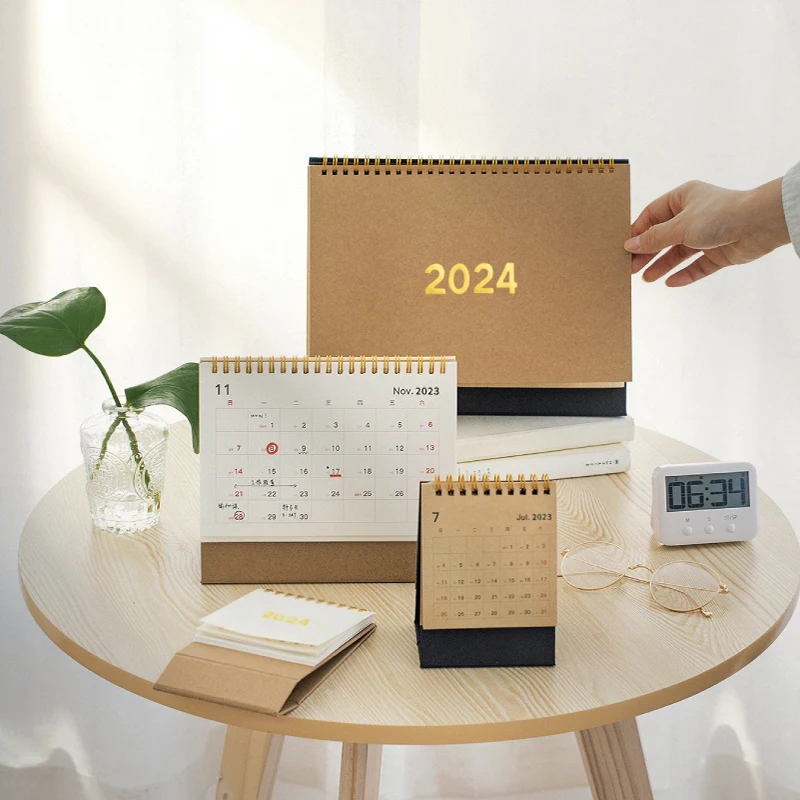 Yoofun Simple INS Style Desk Standing Calendar 2024 Portable Calendar