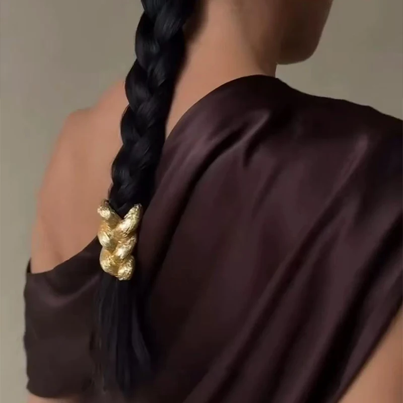 Punk-Style Elastic Hair Band with Unique Braided Design