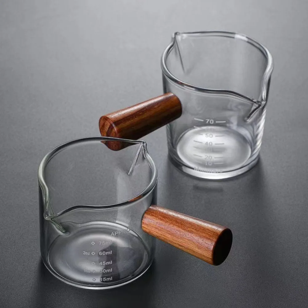 Espresso Measuring Cup 75ml Glass with Handle Scale for Coffee