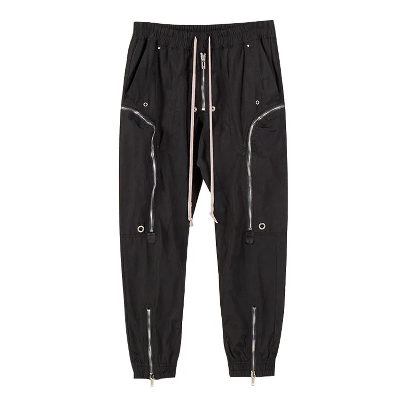 IEFB High Quality Male's Trousers Streetwear Multi Zipper Trend Men's Casual Pants Drawstring Elastic Waist Ankle-length Pants 6