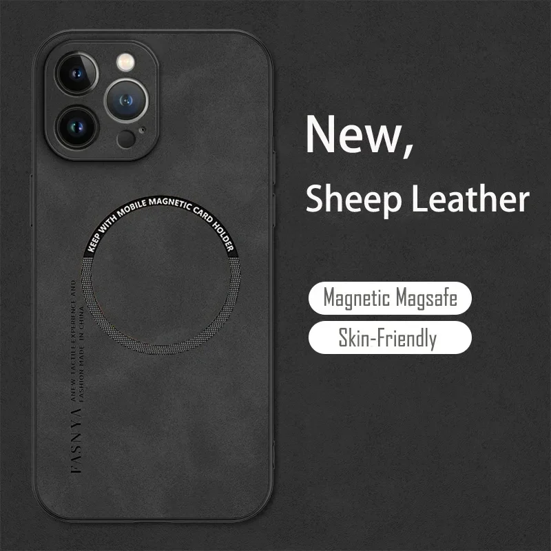 Magnetesch Handyhüll Fir Iphone Aus Schofsleder Vintage_voghion.com
