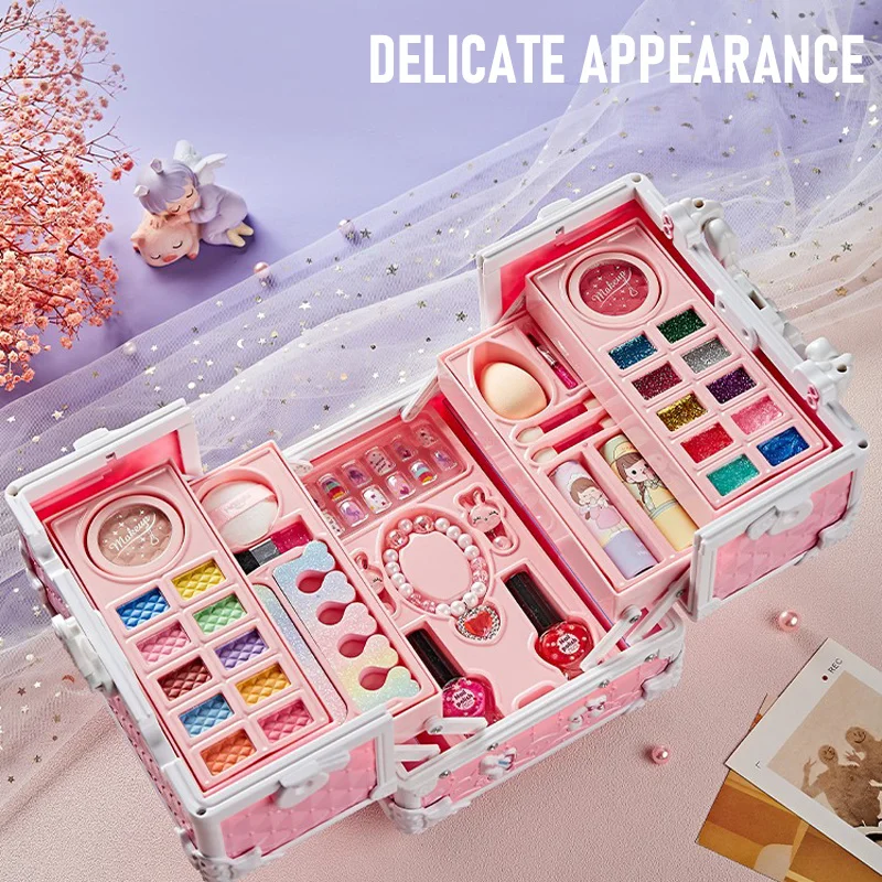 Kids Makeup Kit For Little Girls 49 Pcs Washable Makeup Kit Kids Real Girls With Cosmetic Case Birthday Gifts Toy