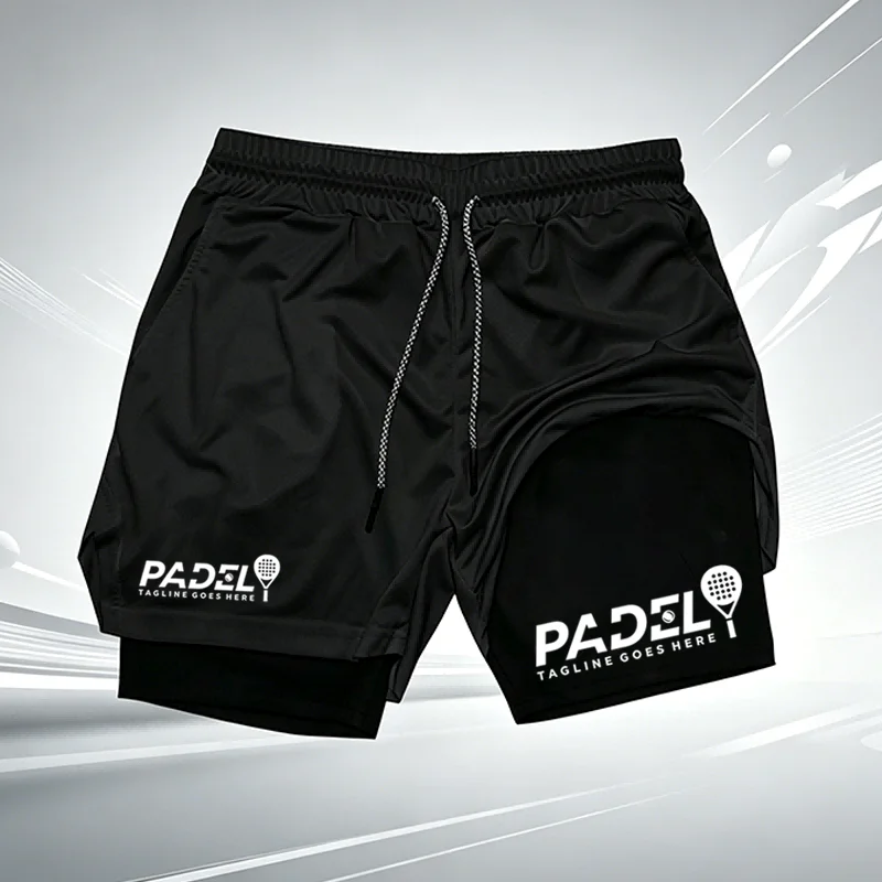 Padel Tennis 2-in-1 Performance-Shorts für Herren, schnell trocknende, reibungsarme Kompressions-Liner-Shorts für Sport und Fitnesstraining wx217