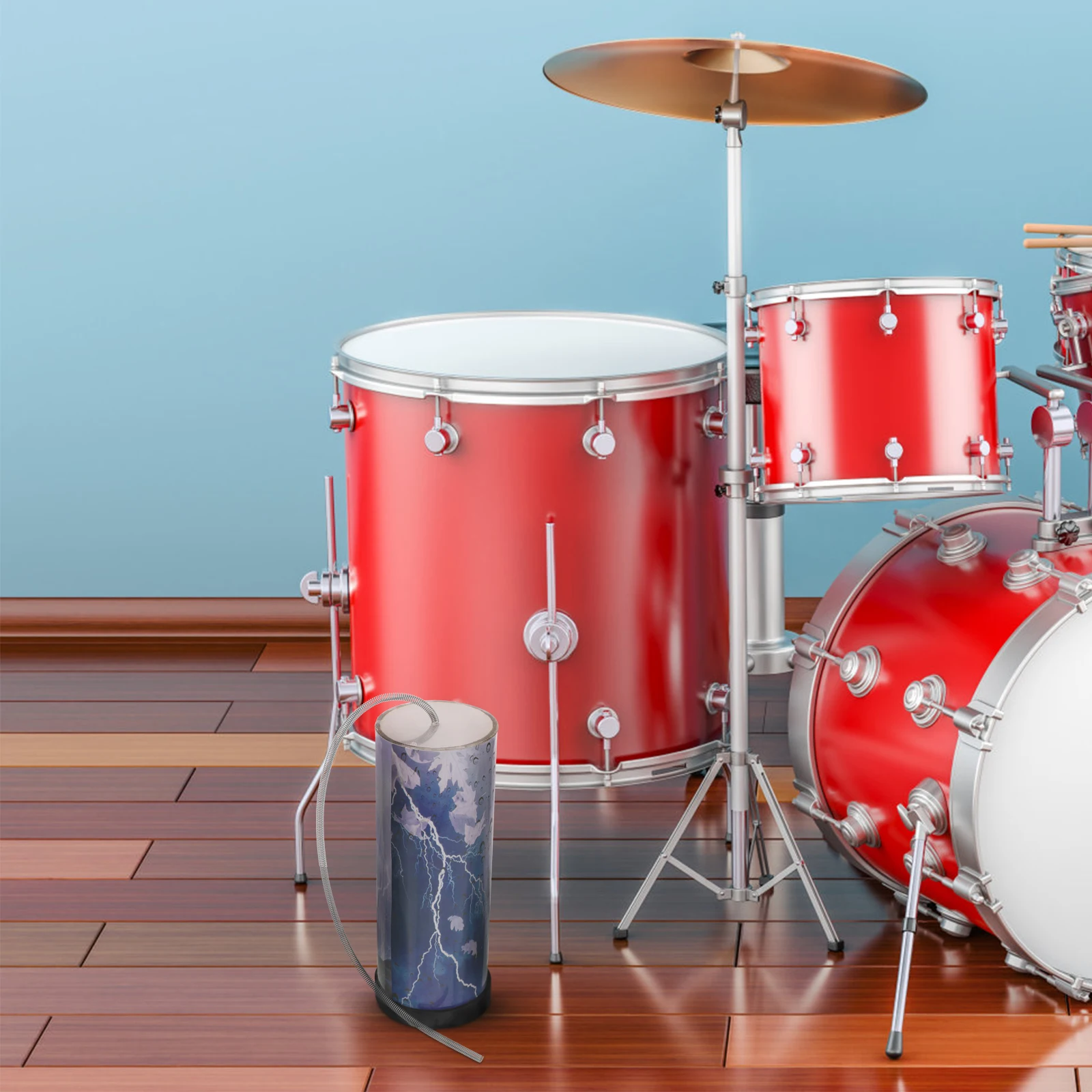 Blue Percussion Instrument Musical Drum Sound Maker Stick Shaker Kids Learning Musical Instruments Drum Toy