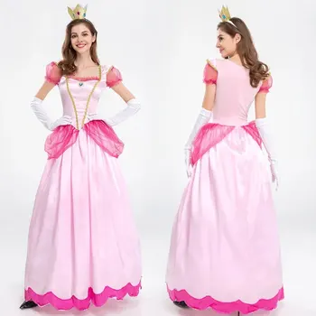 공주 원피스 궁전 파티 여왕 스커트, 핑크 복숭아 꽃 옷, 애니메이션 할로윈 의상, 여성용 신제품 상품 이미지