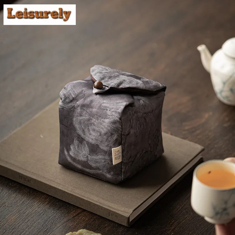 Chinese Thickened Xiangyun Silk Tea Cozies Zen Tea Dish Bag Tea Cozy for Teapot Hand Bag Travel Tea Set Bag for Tea Accessories