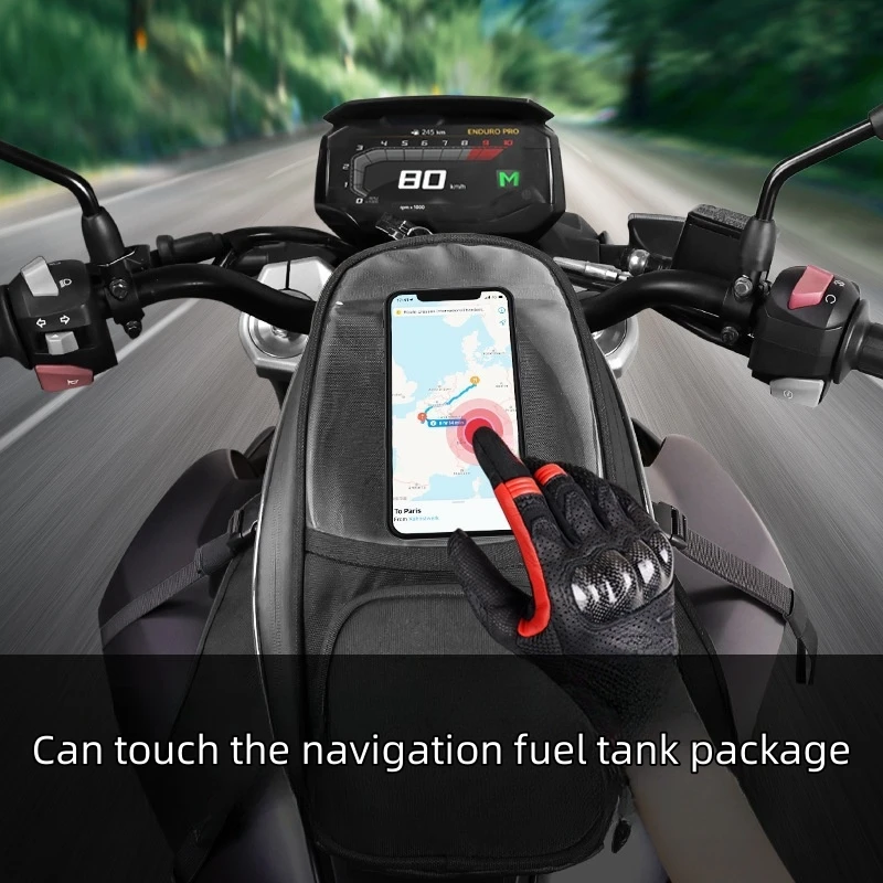 Magnetic motorcycle fuel tank bag, rider motorcycle backpack crossbody bag, off-road magnetic portable quick release touch