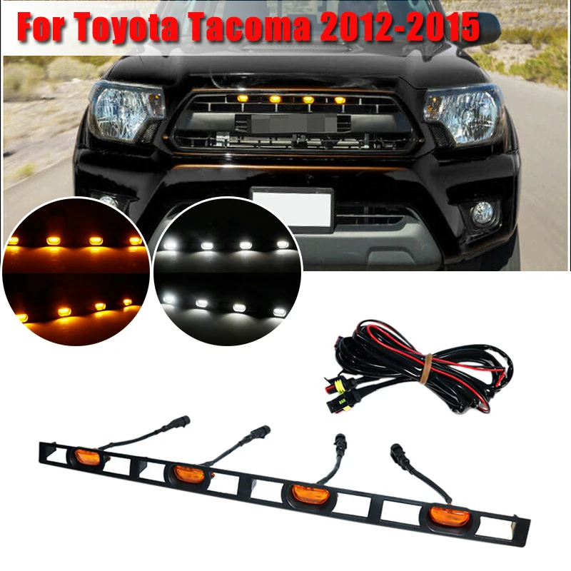 

Car Front Hood Grille LED Lights w/ Wire Harness for Toyota Tacoma 2012-2015 Front Bumper Grille Signal Lamp Amber White Light
