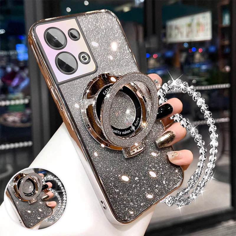 Glitter Crystal Bracelet Phone Holder Case with Bracket Cover