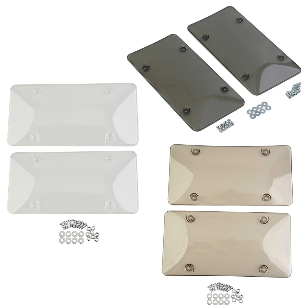 License Plate Frame 2 Pack Car License Plate Tinted Tag Shield Cover Plastic Clear Protector Car License Plate Frame Exterior Accessories