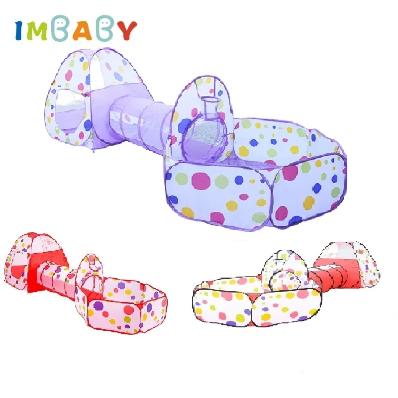 Children's Tent Foldable Baby 3In1 Playground Playpen for Children Indoor Balls for Dry Pool with Polyester Tunnel Games for Kid 6