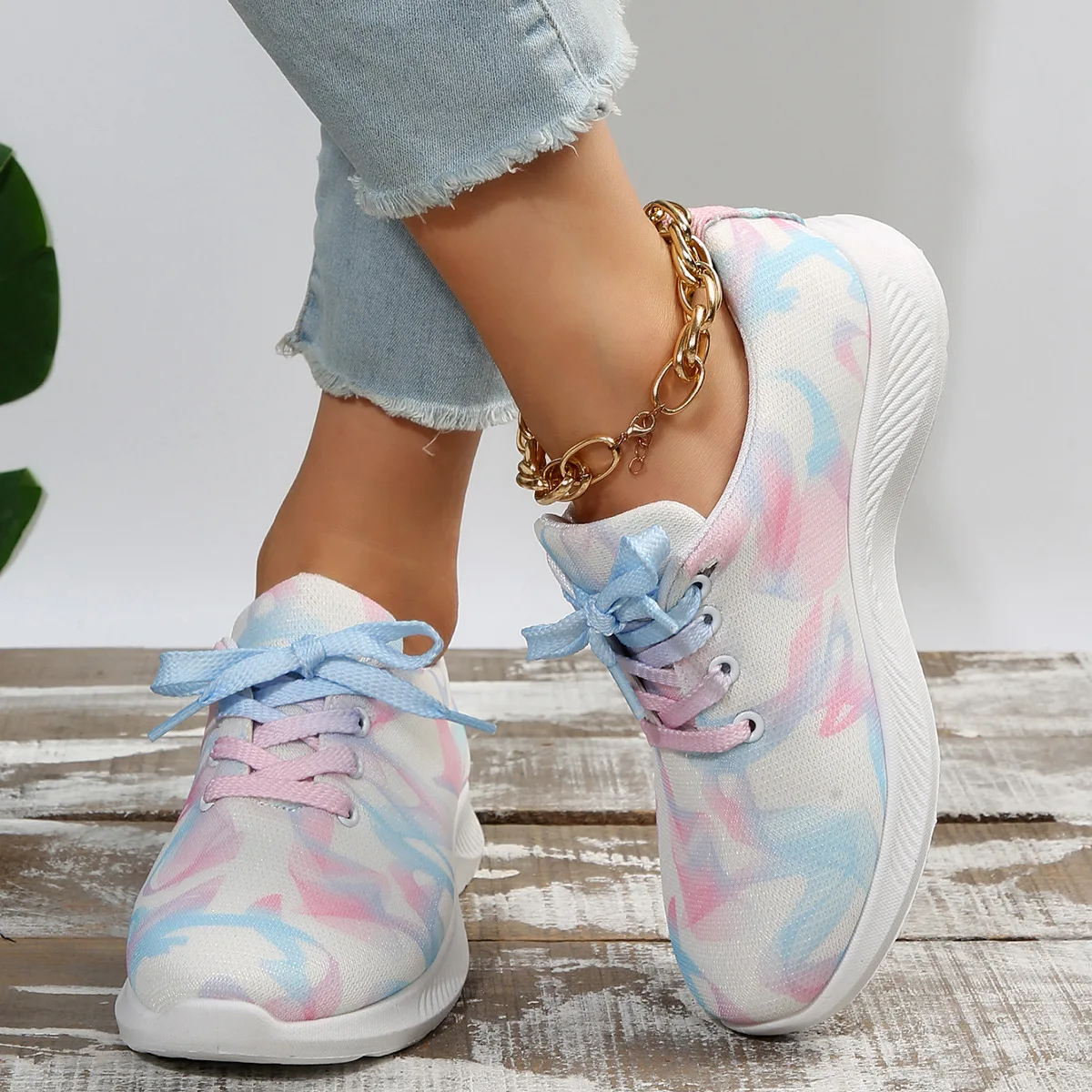 

Женские туфли на шнуровке, на вулканизированной подошве, дышащая сетчатая повседневная обувь с круглым носком, весна-осень 2023