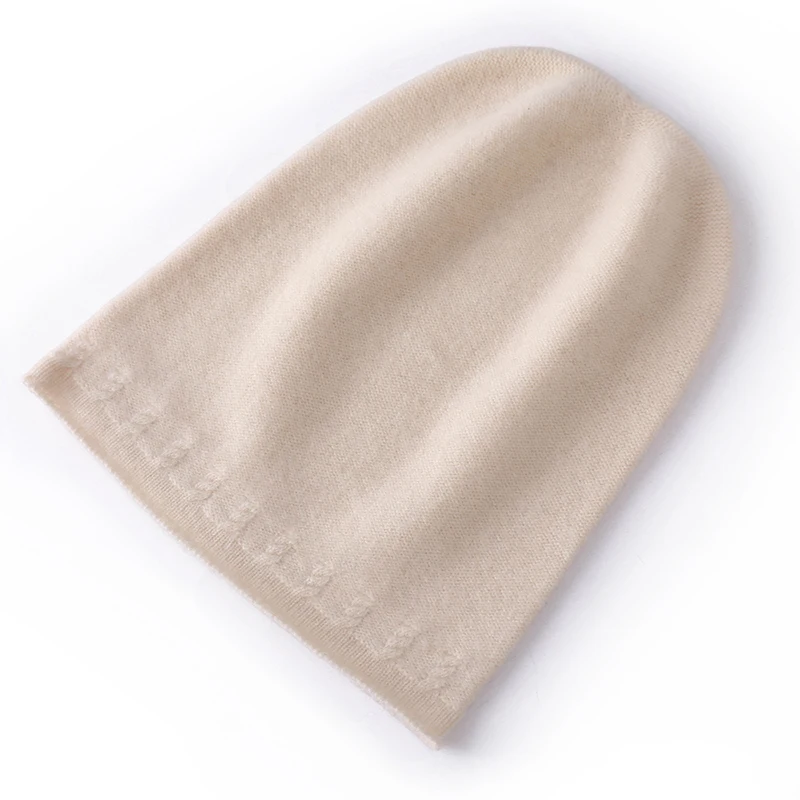 100%Wool Curl Brim Bonnet Hat for Women&Men Winter Autumn Ear Protect Cashmere Beanies Knitted Soft Warm SKi Cap SKullies 5