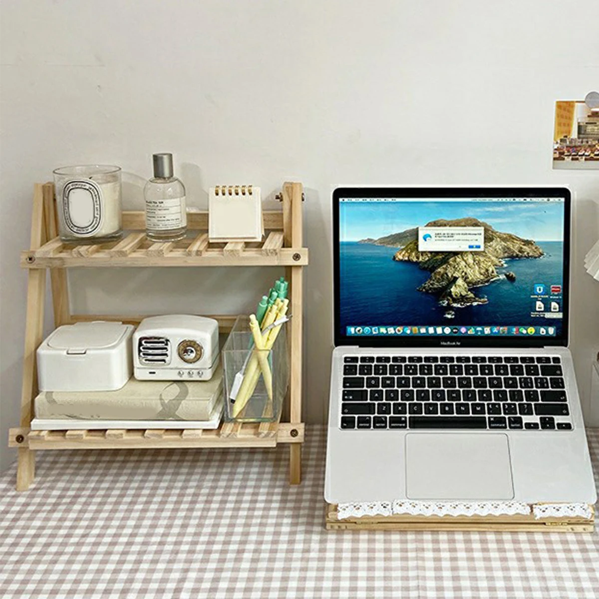 Desktop Wooden Rack Double-Layer Organizer 2