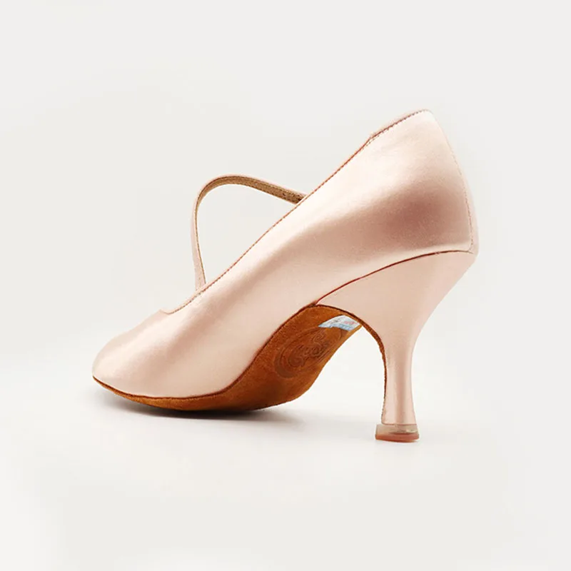 BD Dance Women Standard Shoes N138 Satin Soft Sole Genuine Leather Fresh Tan Satin High Heel Ladies Ballroom Dance Shoes 4