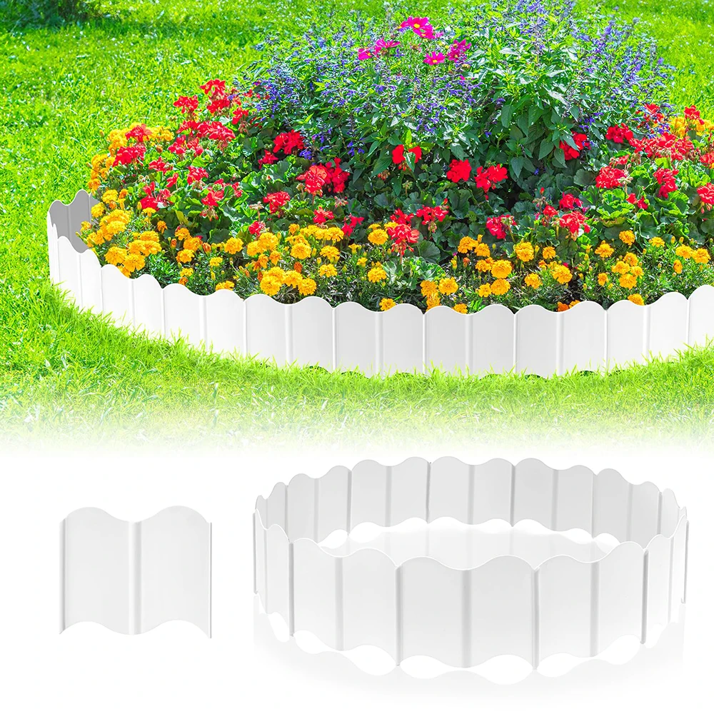 20pcs Garden Edging Border, Garden Landscape Edging Borders, Plastic Garden Fence Edging, Interlocking Landscaping Edging