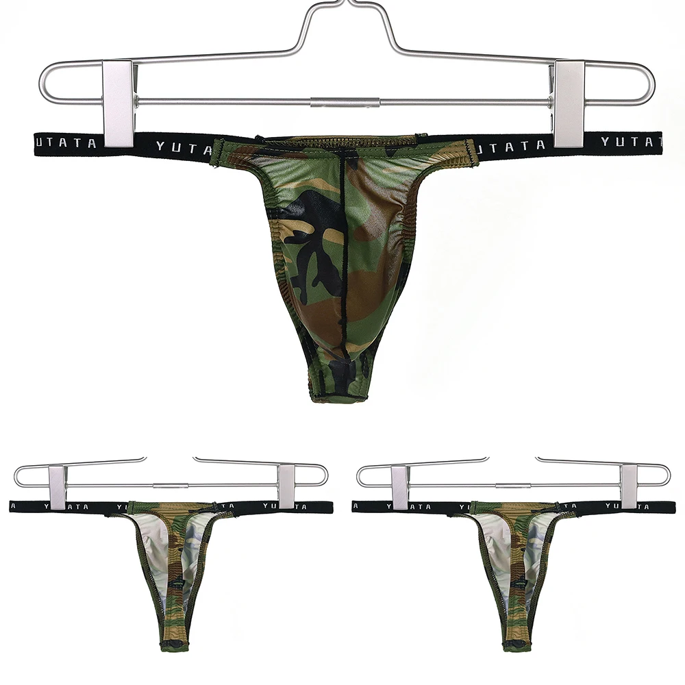 

2022 Camouflage Sexy Bulge Pouch G-String Bikini Men Breathable Low Rise Thong Briefs Panties Gays Clothes Cuecas Masculinas