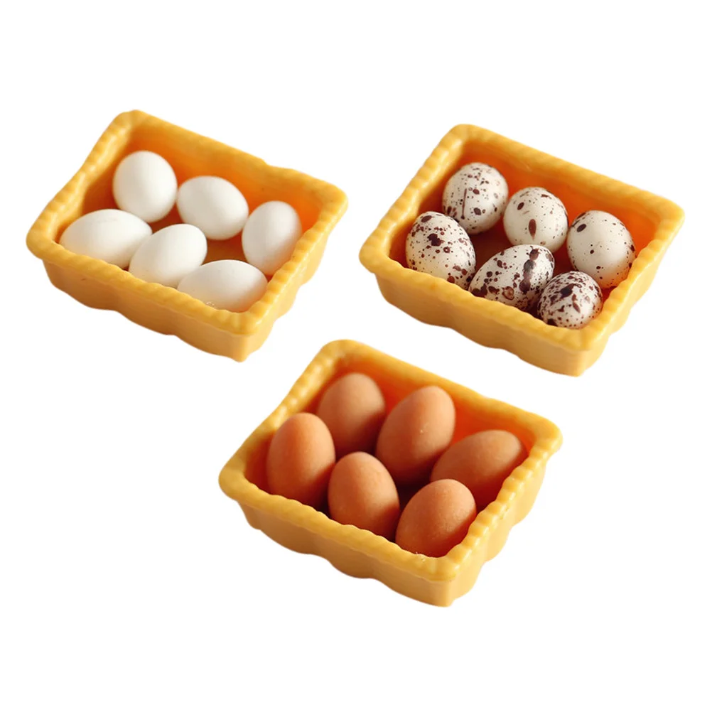 

3 Sets Decor Mini Boxed Eggs Kitchen Miniature Decors Decorate House Supplies Ornaments