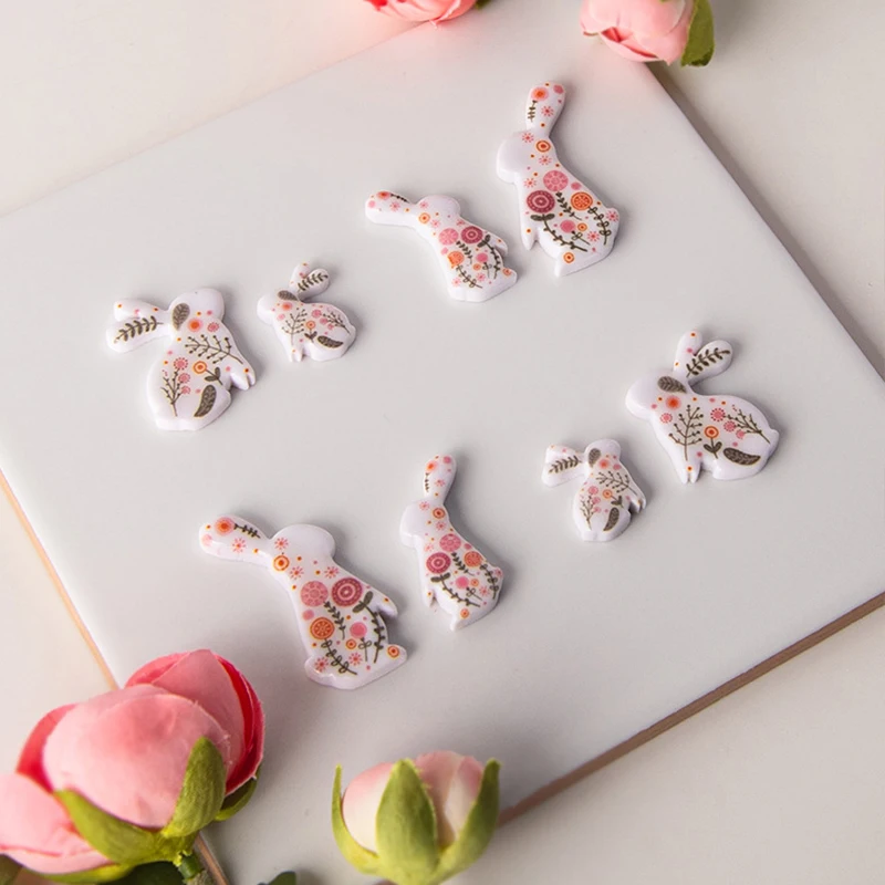 Cartoon Rabbit Soft Pottery Earrings Clay Mold Easter Bunny Polymer Clay Cutters Jewelry Embosser Mold Coloring Transfer Paper