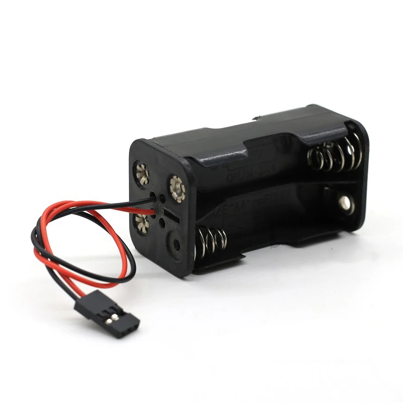 플라스틱 4x1.5V AA 배터리 홀더 보관 상자 케이스 쉘 백 투 백 4 슬롯 6V AA 배터리 컨테이너 (JR 플러그 포함)