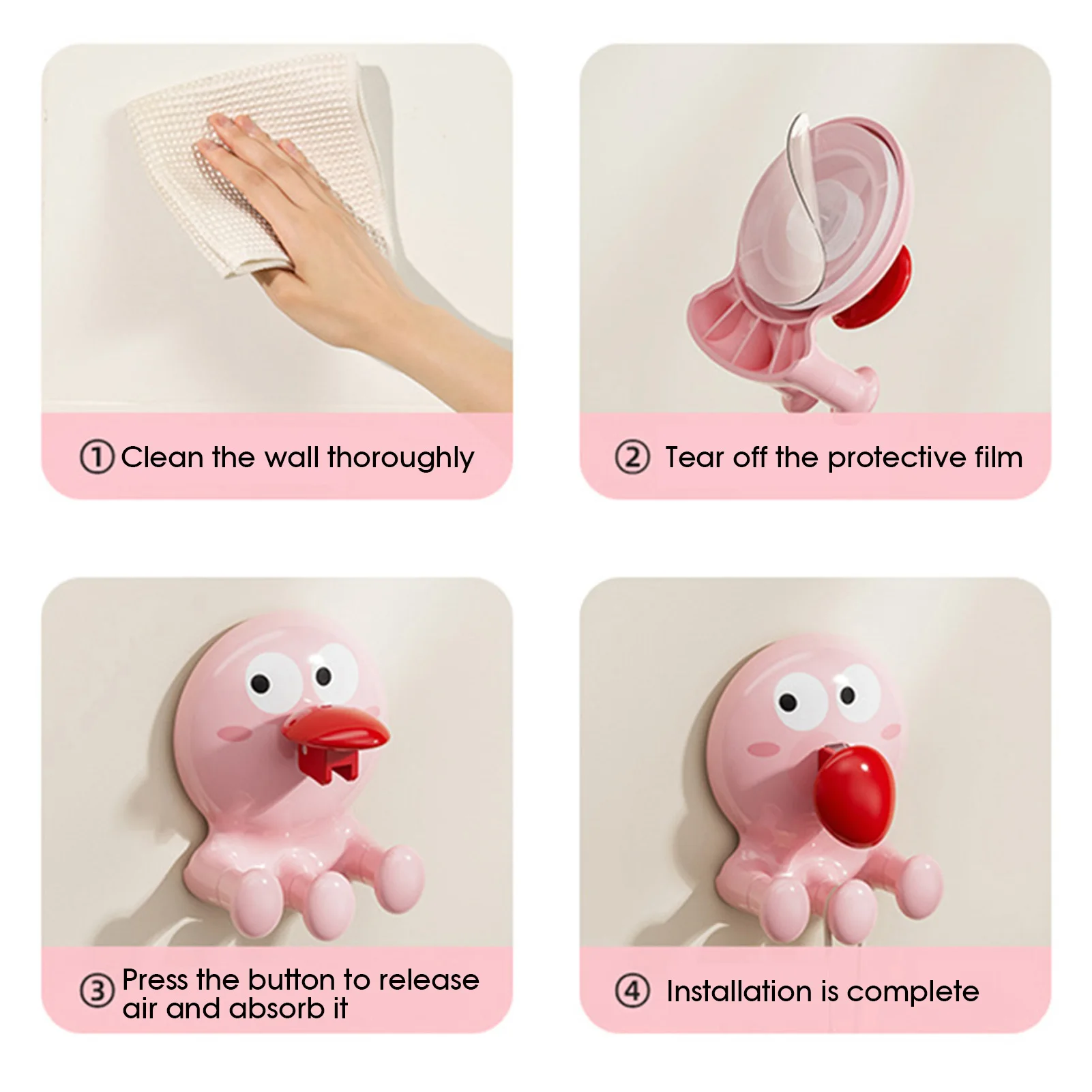 Octopus Model Suction Cup Hooks Reusable Lightweight Storage Hook for Window Glass Door Back Wall Use