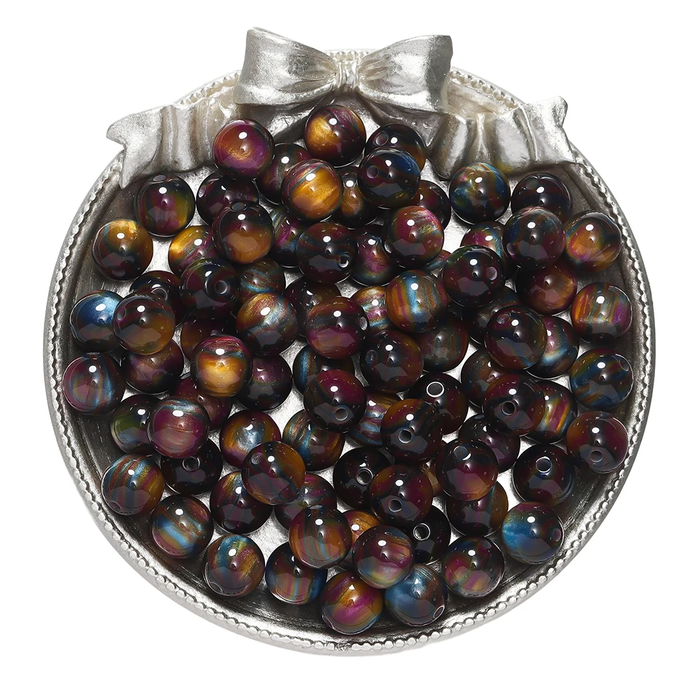 Glitter Cat Eye Resin Beads - Round Loose Beads