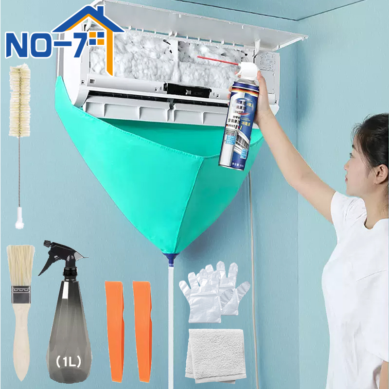  Air Conditioning Cleaning Kit Leak-proof Cover Full Set of Air Conditioner Cleaner with Water Pipe Disassembly-free Clean Tools 