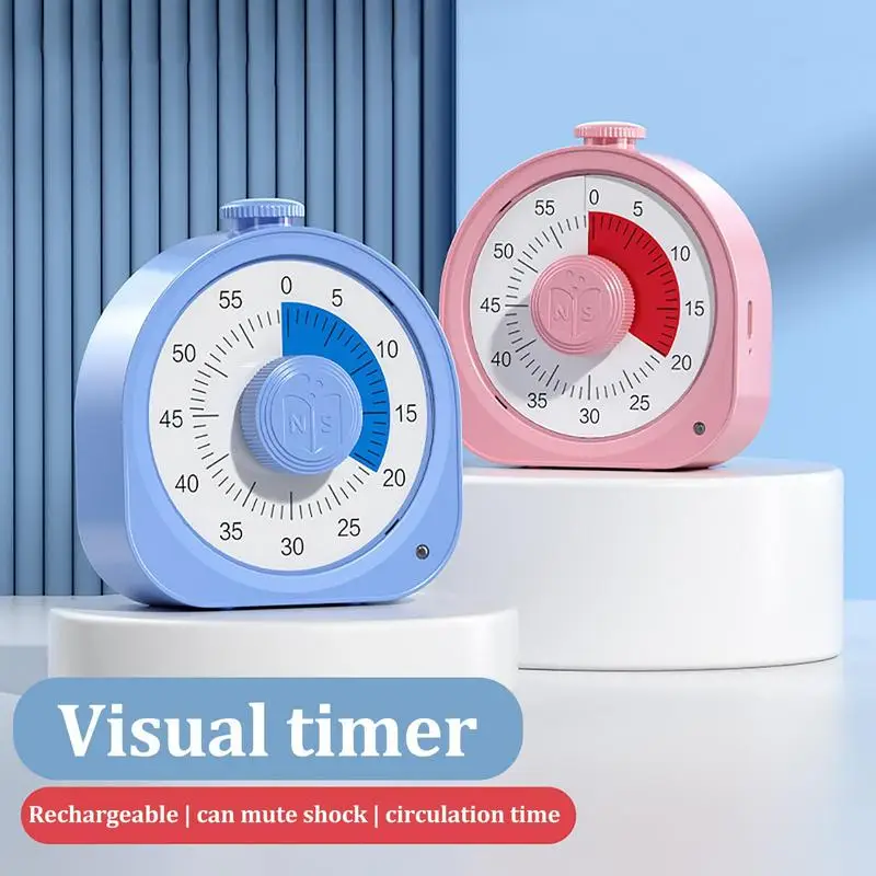 Pink Blue 60 Minutes Visual Timer Classroom Countdown Timer Silent Timer Management Tool for Teaching and Work