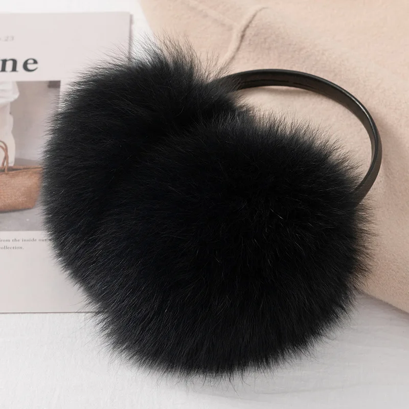 Ladies Fox Fur Earmuffs Winter Women Warm Real Fox Fur Earmuffs Girl's Earlap Ultra Large