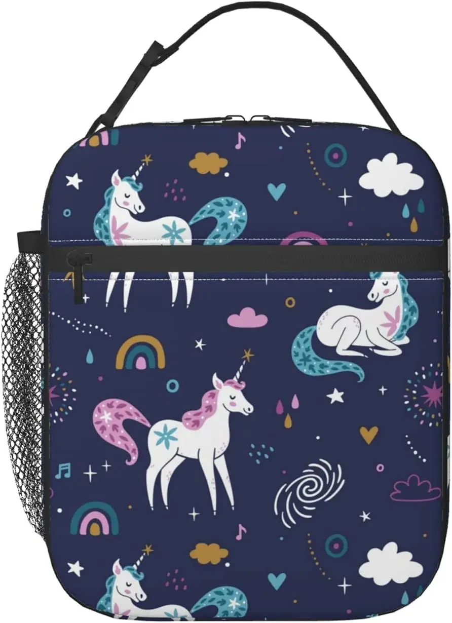 

Rainbow Unicorn Lunch Bag Insulated Lunch Box Cooler Tote for Office Work