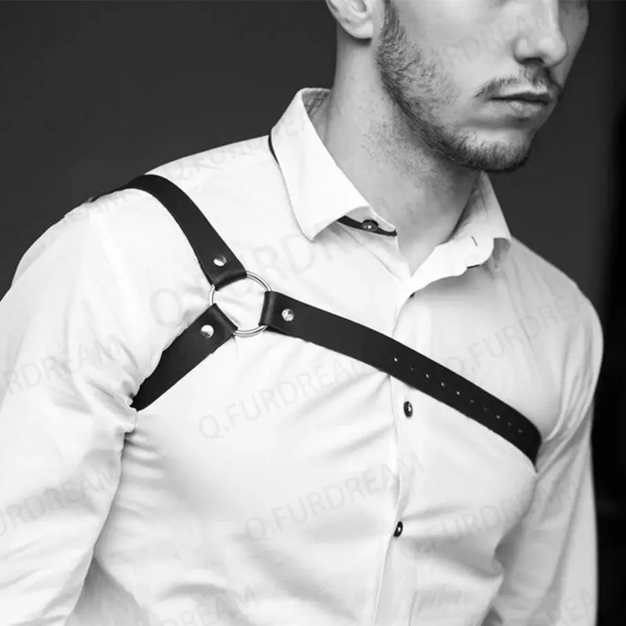 Male Chest Harness Adjustable Leather Body Bondage Belt Strap Punk Club Costume Clothing Accessories leather chest harness