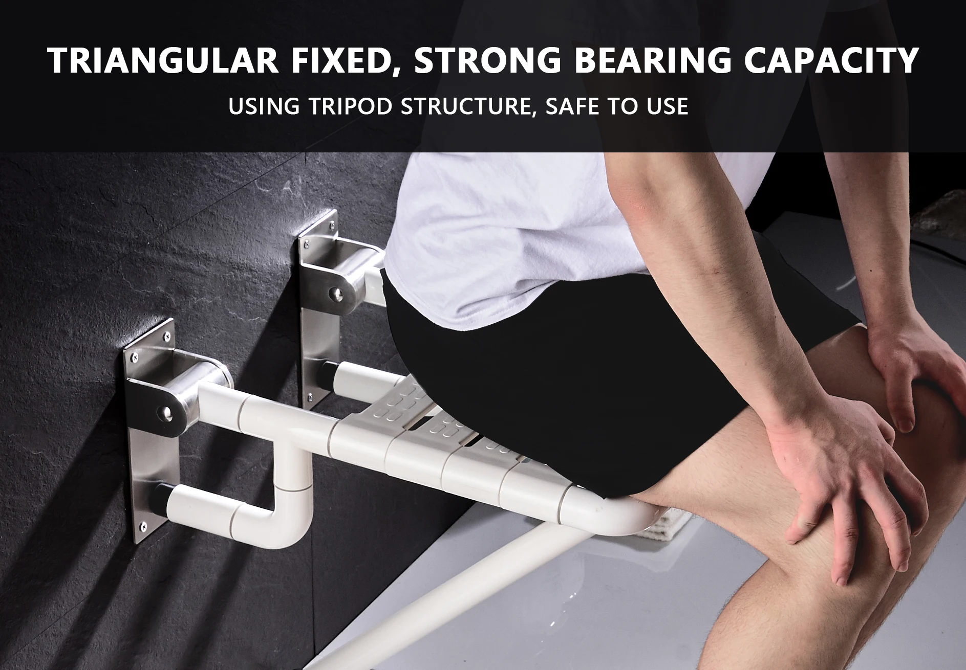 Hot Wall Mounted Folding Shower Seat,bathroom Disabled Folding Shower Chair 6