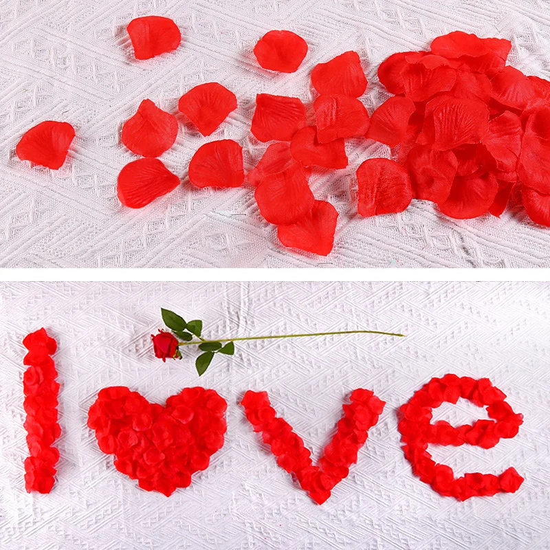 1000Pcs/Bag Red Artifical Rose Petals Romantic Flowers Marriage Silk Petals for Valentine Day Wedding Flower Decoration