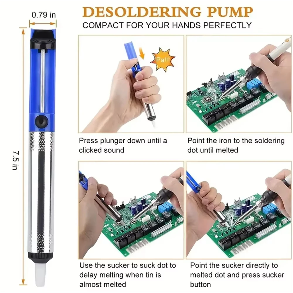 Les deux pompes à dessouder manuelles côte à côte, avec étui de rangement, pour travaux de soudure précis.