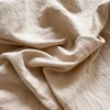 Beige Fitted Bed Sheets Washed Cotton Ultra Soft Slightly Wrinkled Linen Feel Breathable Deep Pocket Solid Mattress Protector 5