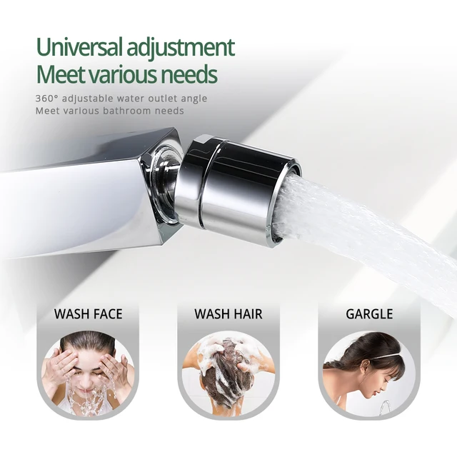 ก๊อกน้ำอ่างล้างหน้าห้องน้ำโครเมียม/ดำ/ทองขัดเงา หมุนได้ 360 องศา ก๊อกน้ำผสมแบบฝังฝาปิดทรงสี่เหลี่ยม ด้ามจับเดี่ยว รูเดียว น้ำร้อนน้ำเย็น 4