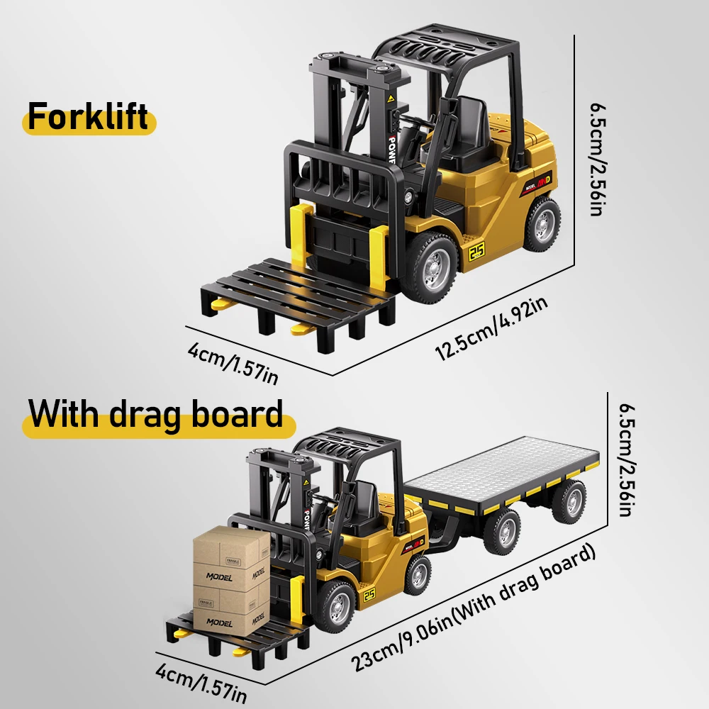 1:64 Bluetooth Remote Control Crane And Forklift two-in-one Desktop Mini Alloy Toy Car With Trailer Christmas Gift In Color Box - Image 4