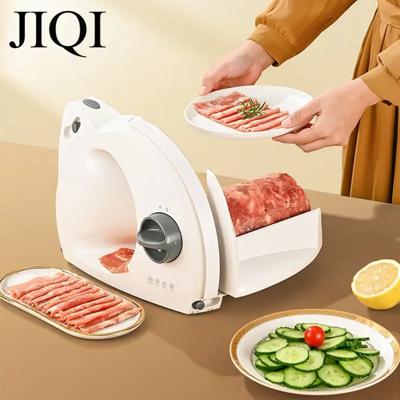 Folding Electric Slicer Multifunctional Lamb roll Bread Frozen Meat Cutter 1-15mm Motorized Slicing machine Carrot Potato Grater 6
