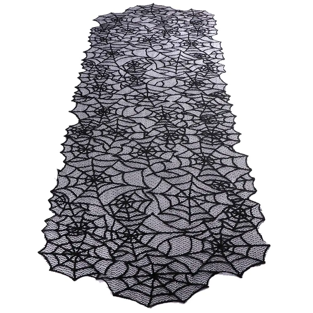 

Ourwarm Spider Web Halloween Tablecloth Home Party Event Table Decor Halloween Horror House Props Table Runner