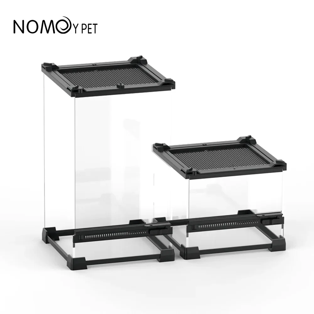 Amphibious Climbing Pet Breeding Box Ecological Landscape Tempered Glass Single Door Rainforest Tank Lizard Turtle Breeding Box aquarium tank vivarium box