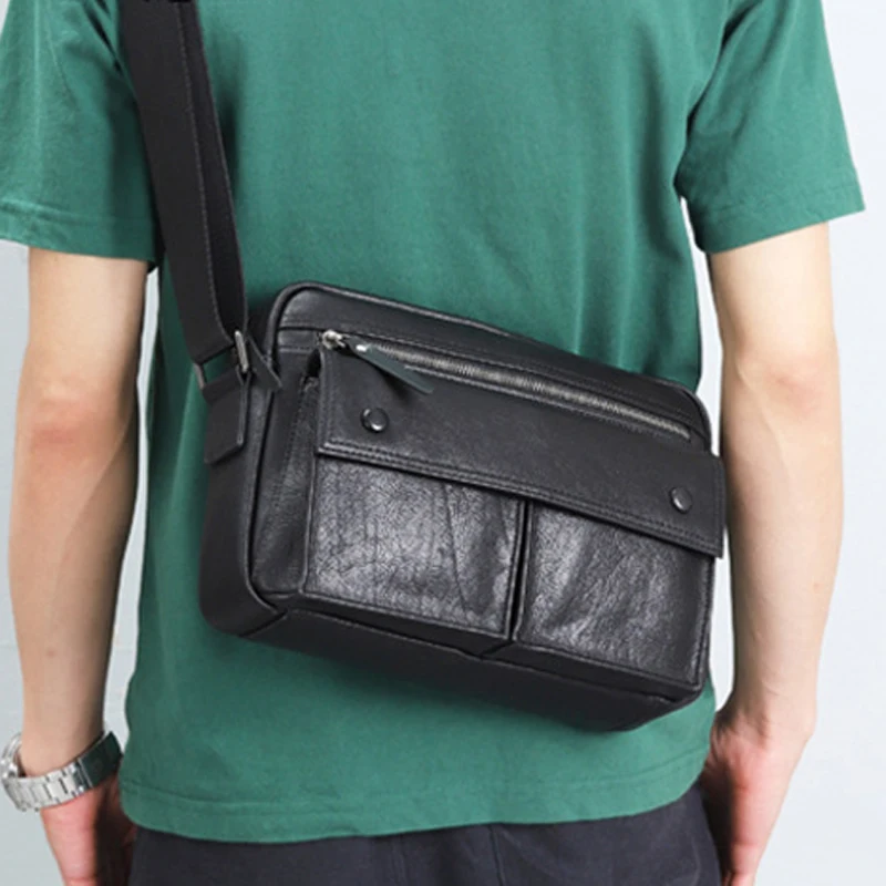 

AETOO New men's crossbody bag genuine leather large capacity fashion niche messenger bag retro business shoulder bag men's styl