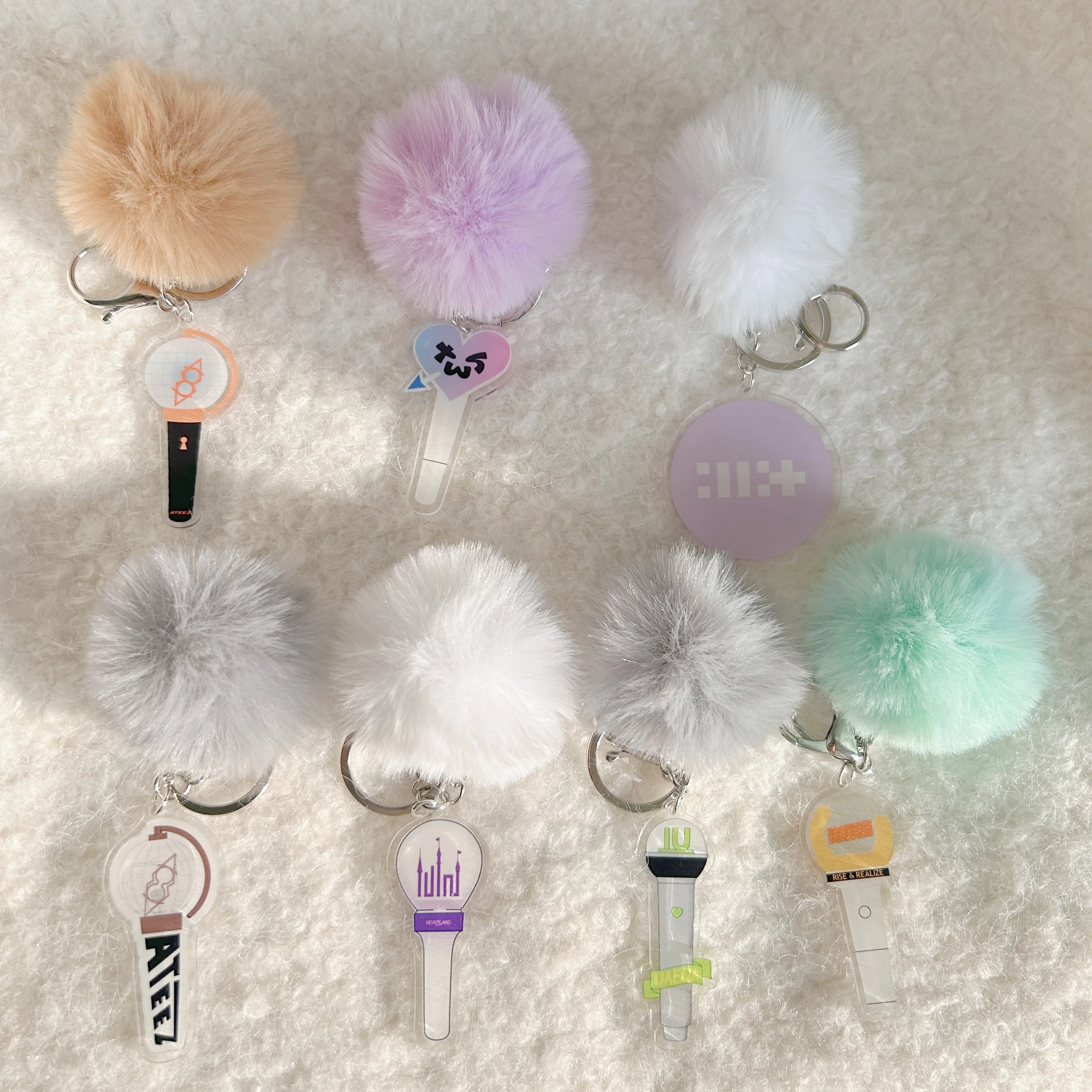 KPOP ATEEZ (G)I-DLE IU RIIZE Plush Ball Keychain 2Pcs/Set
