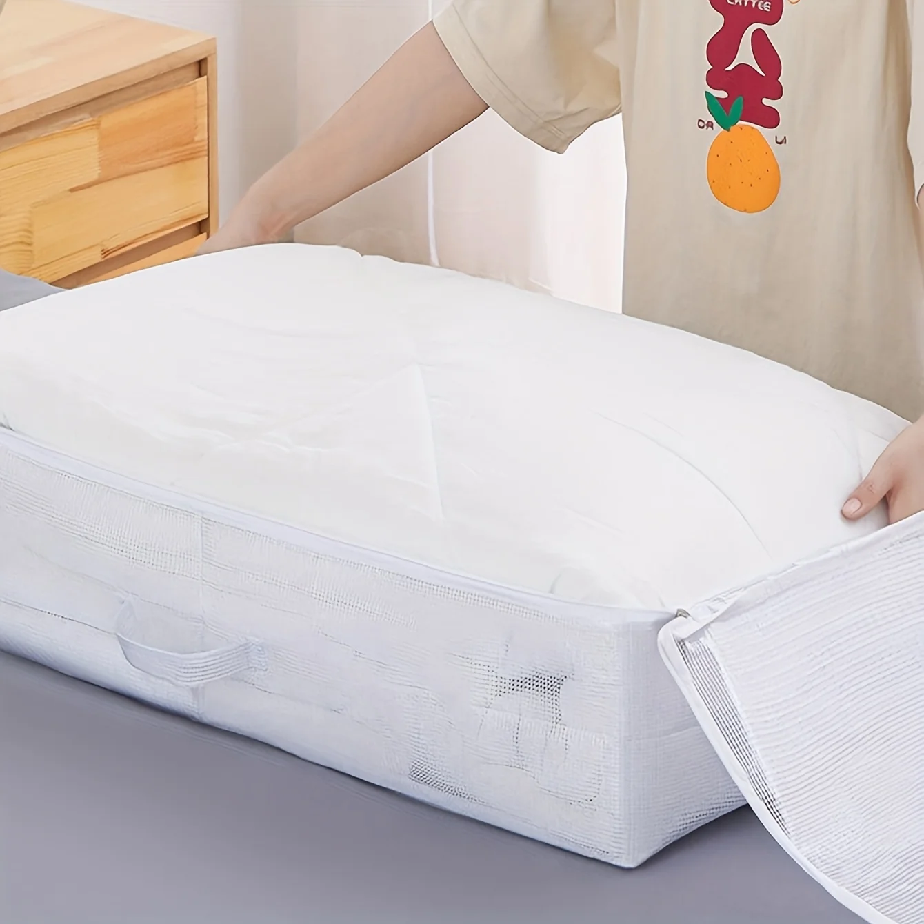 1pc-PVC Large Capacity Quilt Clothes Storage Bag Under Bed Storage Box Closet Organizer Blankets Comforters Dust-proof Storage B