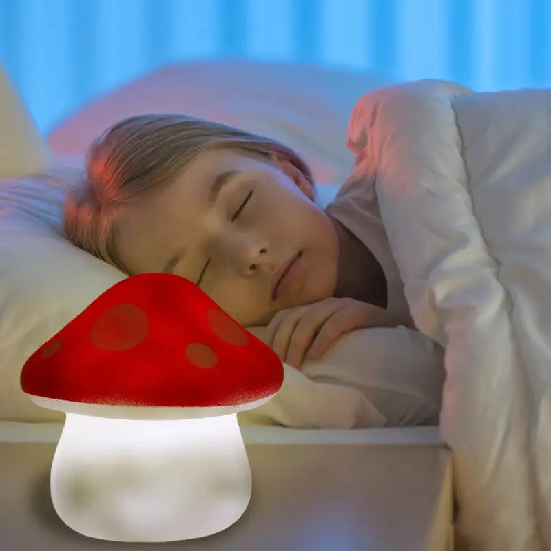 Vintage Mushroom Night Lights Energy-Saving Wake Up Night Light Colorful Bedroom Bedside Flower Mushroom Retro Table Night