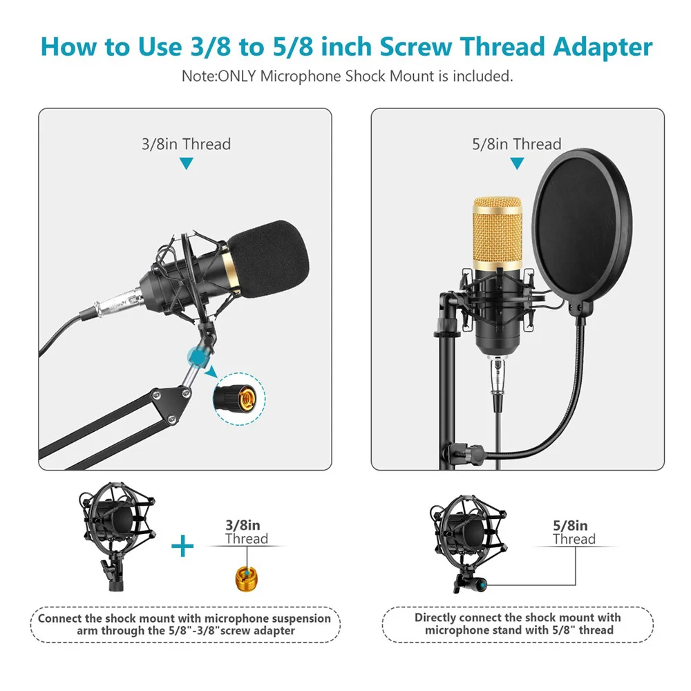 Universal Microphone Shock Mount Anti Vibration Isolation Clip Holder for 42.4mm Condenser Mic microphone accessories,microphone clip