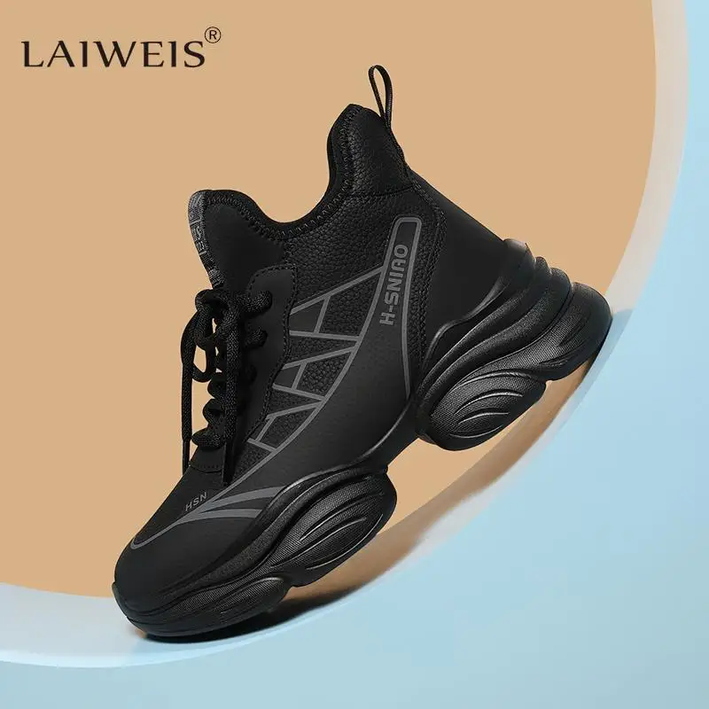 LAIWEIS оригинальная высококачественная брендовая роскошная женская черная спортивная и повседневная обувь 2023 года, новая обувь на платформе с высоким берцем осенью и зимой плюс бархатная модная дорожная обувь на мяг