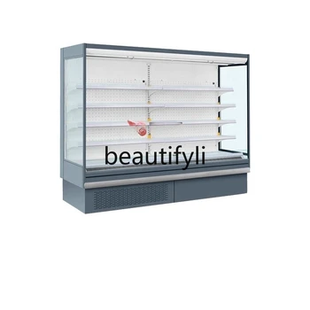Fruit Shop Wind Curtain Cabinet Vertical Air Cooling Fresh-keeping Cabinet Supermarket Vegetable Beverage Refrigerated Fridge