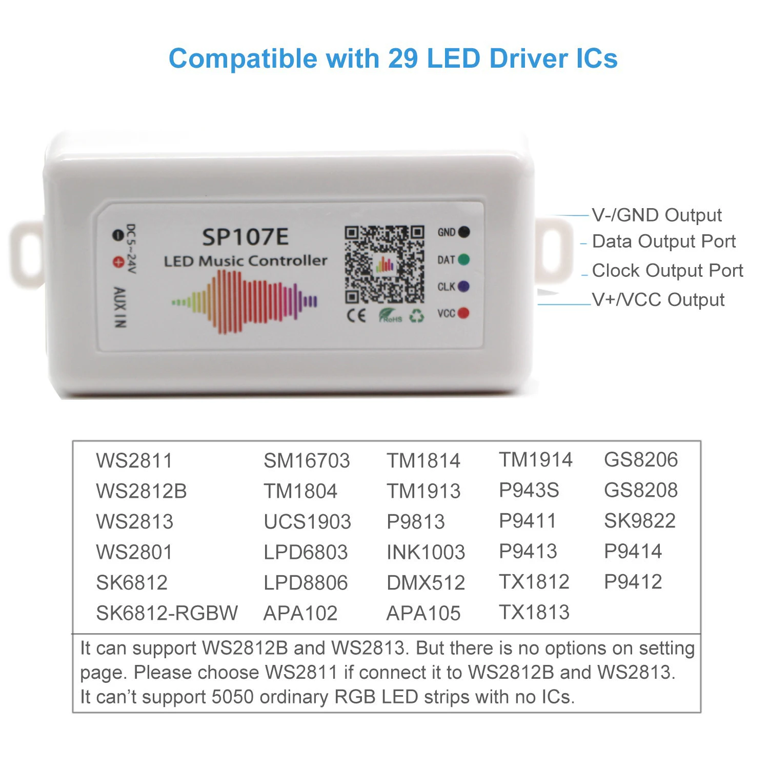 WS2812B WS2811 SK6812 Led Pixels Strip Light Controller Bluetooth SP105E SP110E WIFI SP108E SP501E Music SP107E SP601E DC5V-24V led strip lights led strip light led light strip