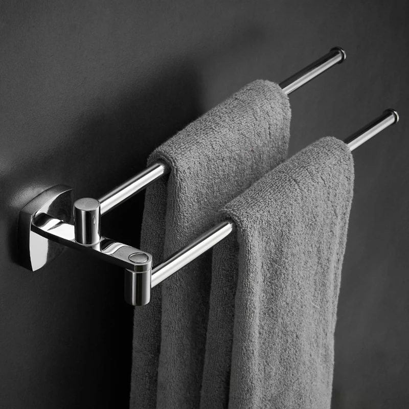 Stainless steel Bathroom Towel Rack Nail Free Toilet Towel Bar Multifunctional Folding Shower Storage Rack Chrome Ring